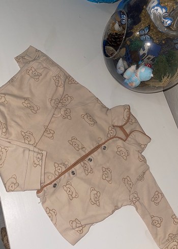 Düğmeli Bebek Erkek Takım, Uzun Kollu, Kahverengi - Görsel 2