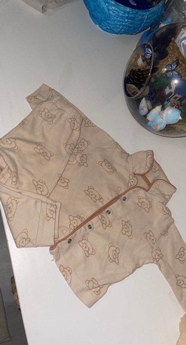 Düğmeli Bebek Erkek Takım, Uzun Kollu, Kahverengi - Görsel 3