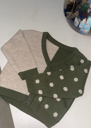 Kız Çocuk Haki Gri Örgü Hırka - Görsel 3