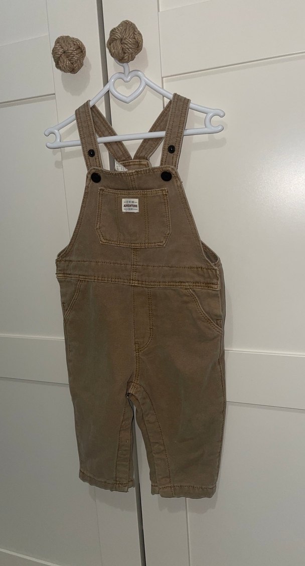 Kahverengi Erkek Çocuk Denim Salopet - Görsel 4