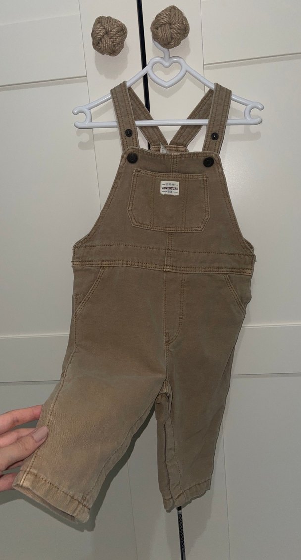 Kahverengi Erkek Çocuk Denim Salopet - Görsel 3