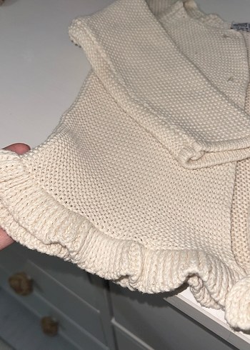 Kız Çocuk Örgü Beyaz Hırka - Görsel 4