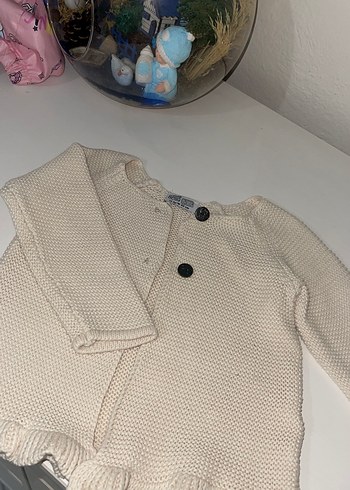 Kız Çocuk Örgü Beyaz Hırka - Görsel 2