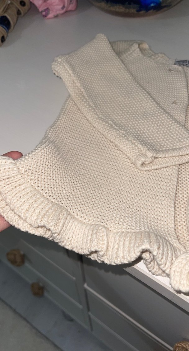 Kız Çocuk Örgü Beyaz Hırka - Görsel 4