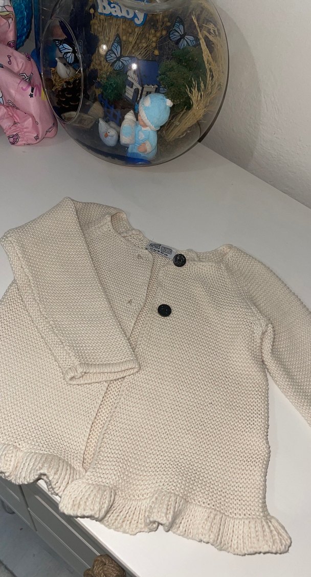 Kız Çocuk Örgü Beyaz Hırka - Görsel 2