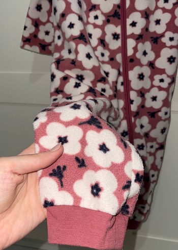 Fermuarlı Pembe Desenli Bebek Tulumu - Görsel 3