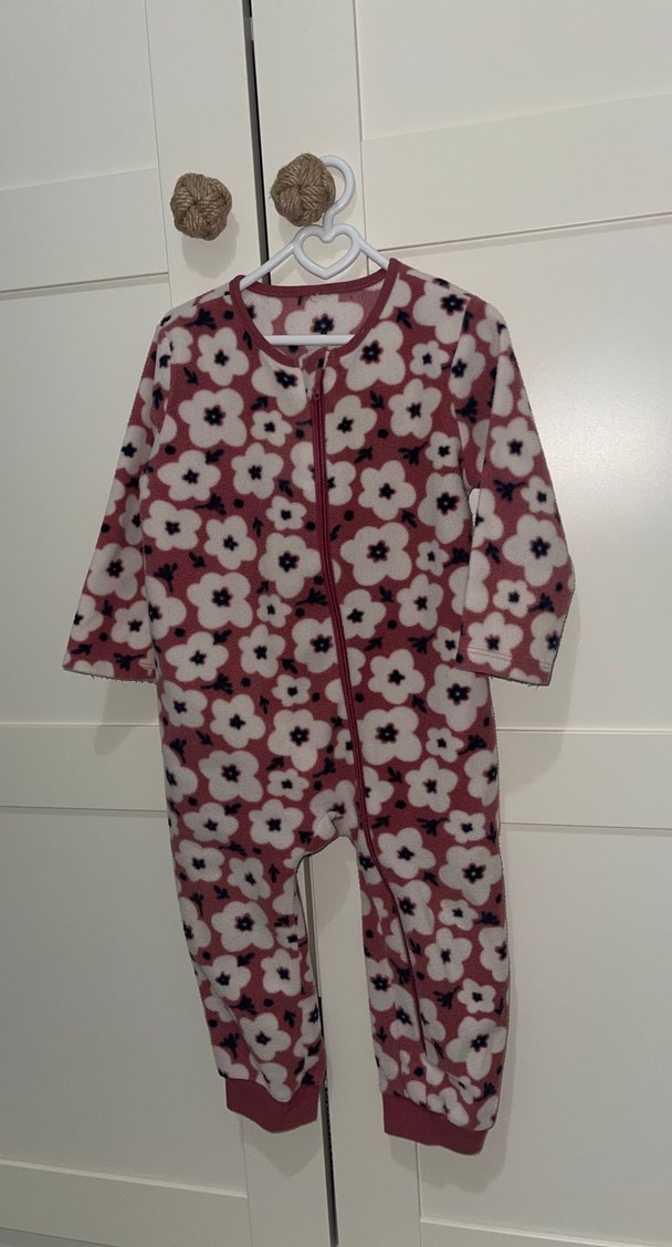 Fermuarlı Pembe Desenli Bebek Tulumu - Görsel 5