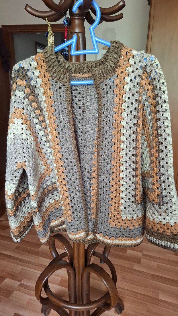 Bohem  Örgü Kadın Hırka altigen model - Görsel 2