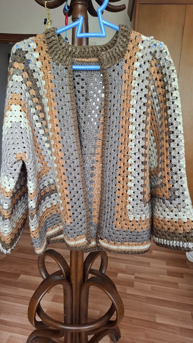 Bohem  Örgü Kadın Hırka altigen model - Görsel 4