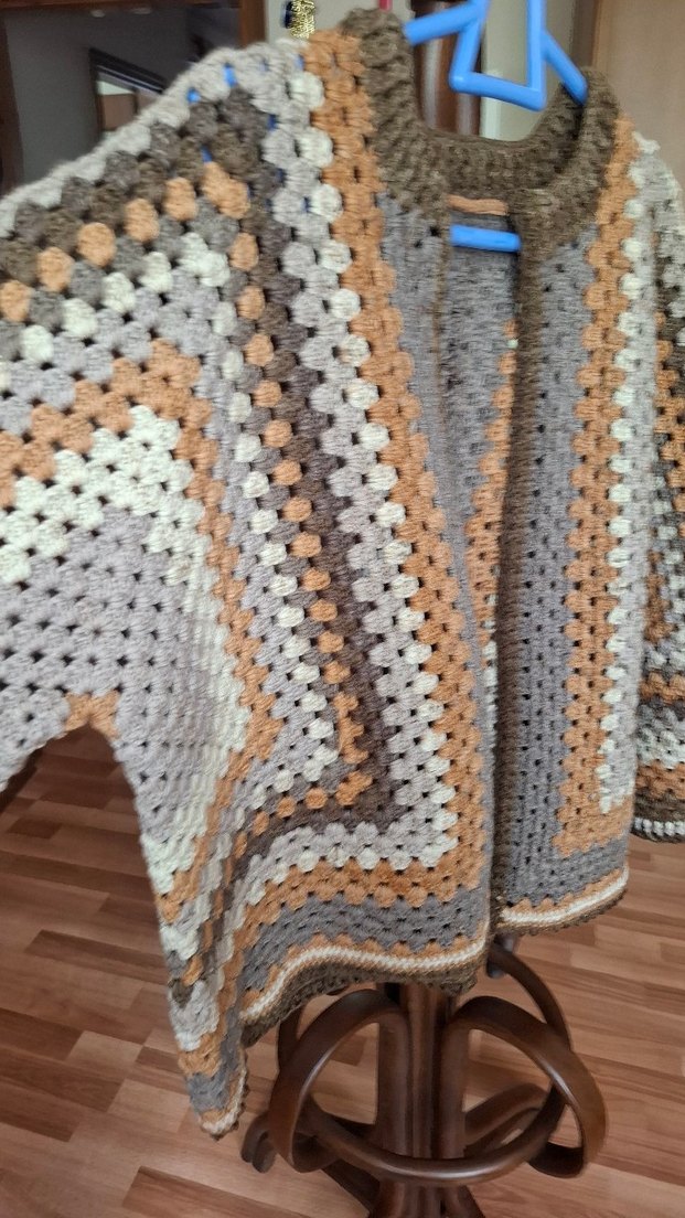 Bohem  Örgü Kadın Hırka altigen model - Görsel 3