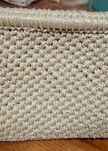 altın simli Örgü Kadın Portföy Çanta - Görsel 2