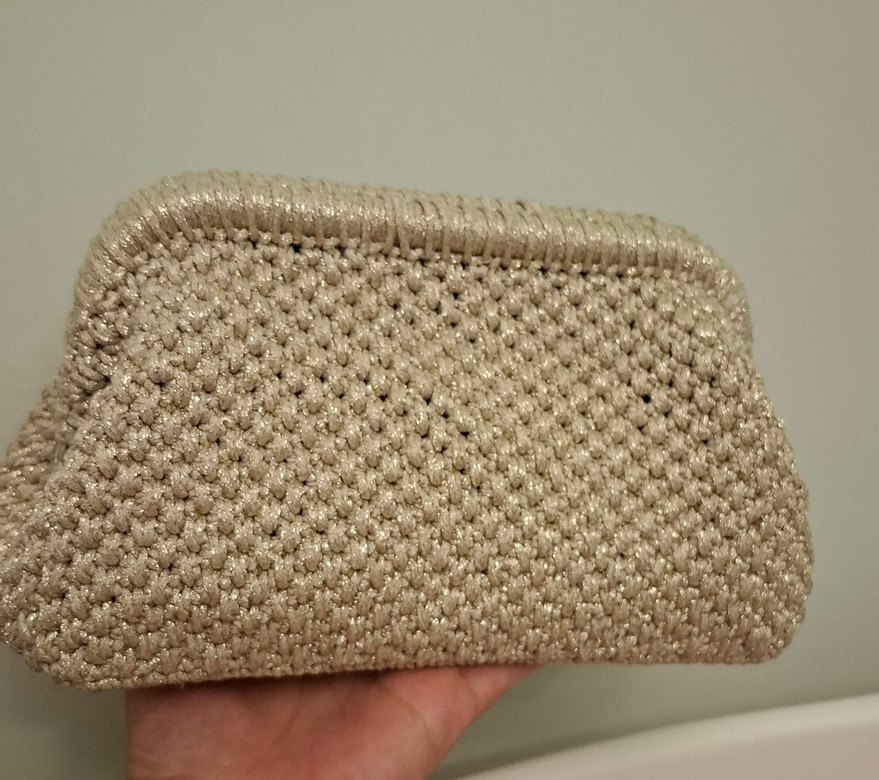 altın simli Örgü Kadın Portföy Çanta - Görsel 4