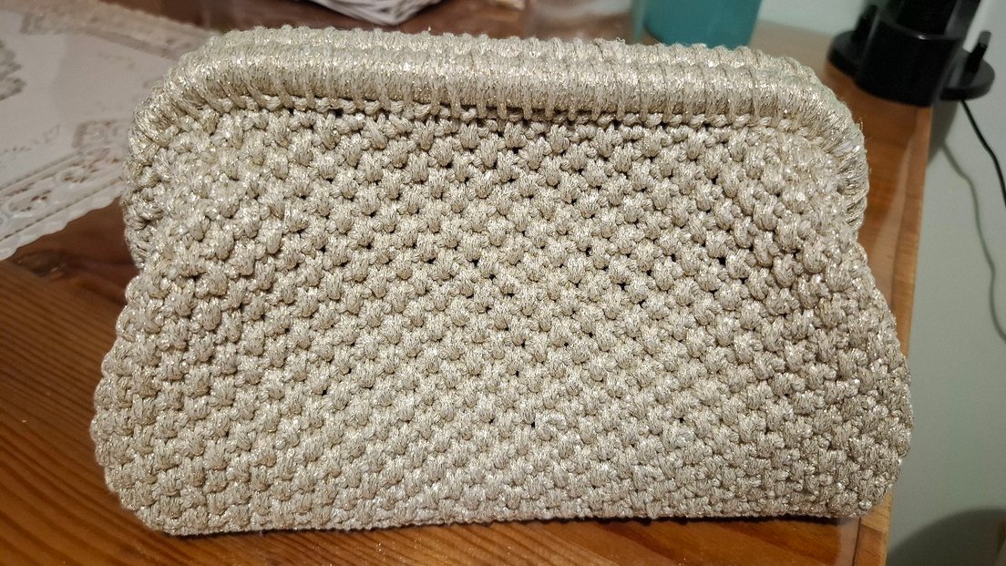 altın simli Örgü Kadın Portföy Çanta - Görsel 2