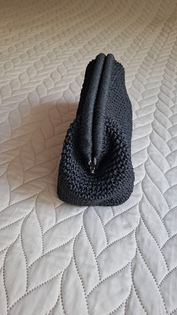 Siyah Örgü Kadın Portföy Çanta - Görsel 2