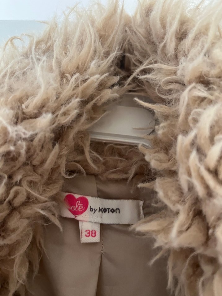 Bej Tüylü Midi Kadın Ceket Kürk - Görsel 3