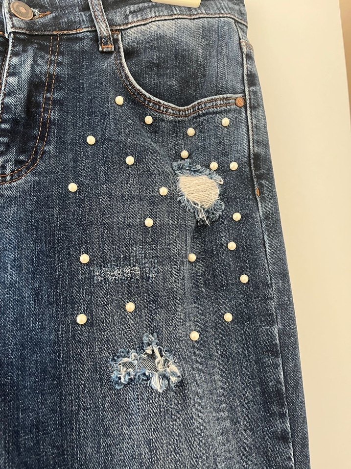 Yırtmaç Detaylı Mavi Kot Pantolon - Görsel 3