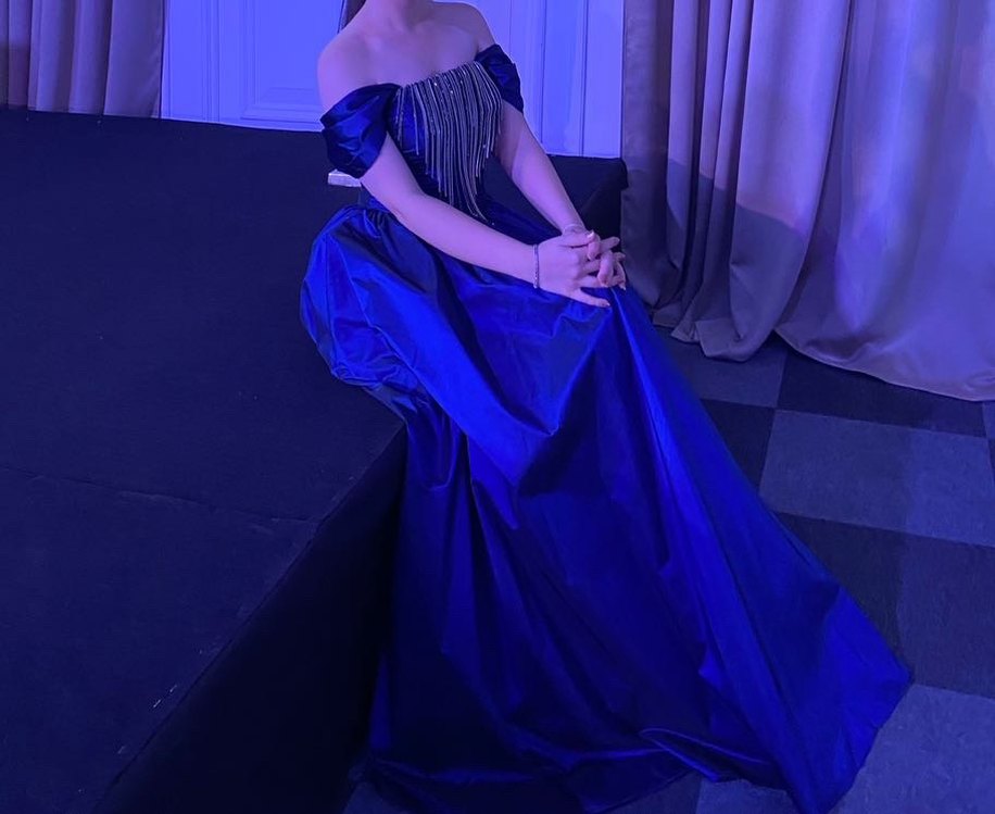 Straplez Lacivert Uzun Kenzel Abiye Elbise - Görsel 2