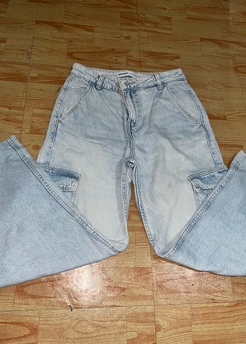 36 Beden mavi Renk Gri Midi Bol Kesim Kadın Kot Pantolon