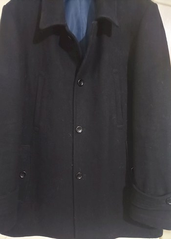 Erkek Siyah Kaşe Düğmeli Kaban - Görsel 4