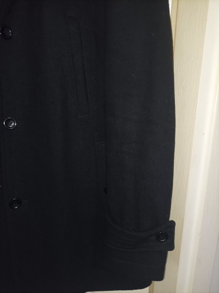 Erkek Siyah Kaşe Düğmeli Kaban - Görsel 3