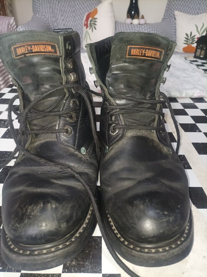 Siyah Deri Harley Davidson Erkek Bot - Görsel 2