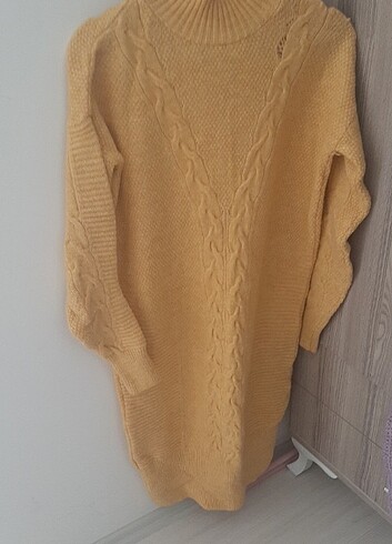 Sateen hardal sarısı elbise 