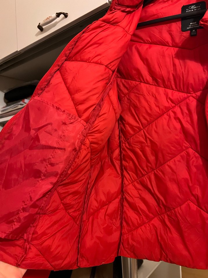 Kadın Kırmızı Fermuarlı şişme mont - Görsel 4