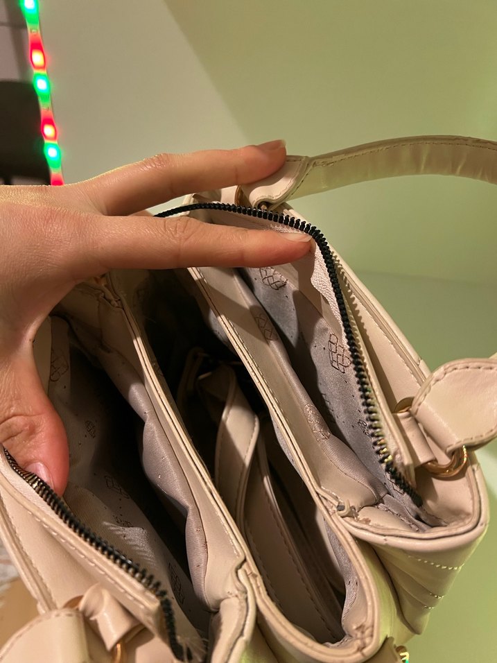 Bej Deri Kadın Çanta - Görsel 4