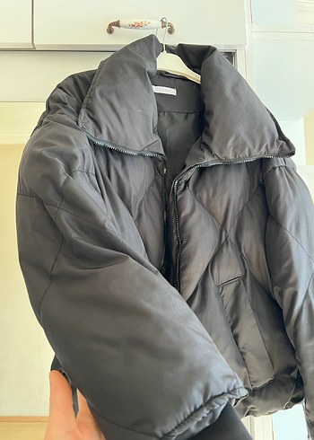 Kadın Siyah normal Boy Rahat Kesim Mont - Görsel 2