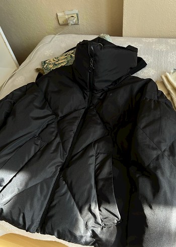 Kadın Siyah normal Boy Rahat Kesim Mont - Görsel 5