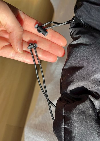 Kadın Siyah normal Boy Rahat Kesim Mont - Görsel 7