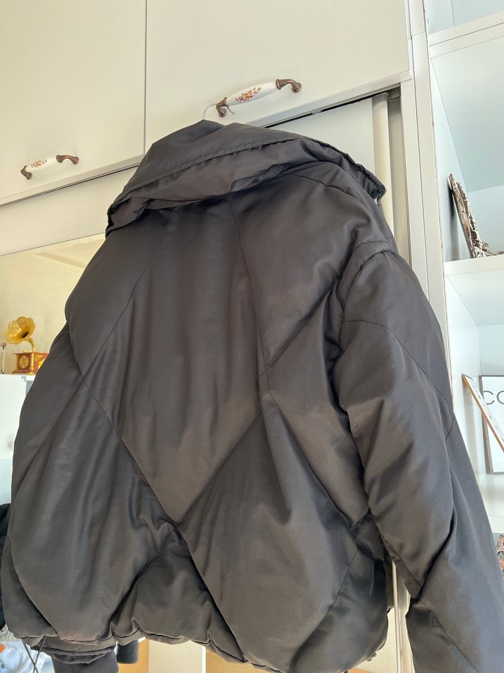 Kadın Siyah normal Boy Rahat Kesim Mont - Görsel 4