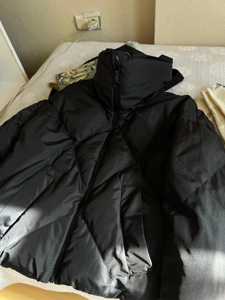 Kadın Siyah normal Boy Rahat Kesim Mont - Görsel 5