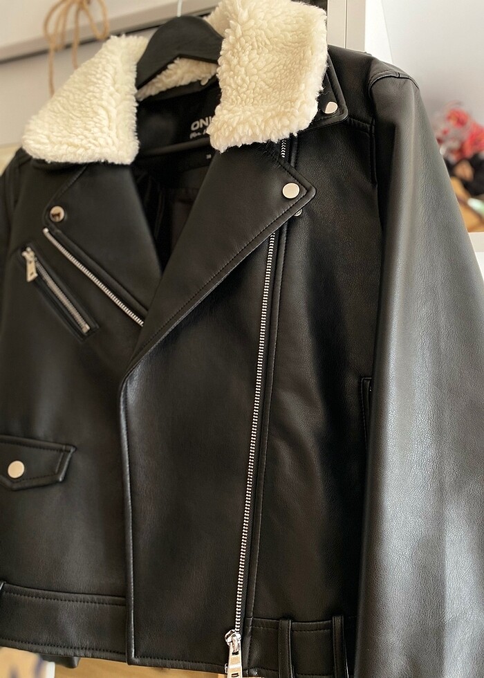 Biker deri ceket - Görsel 2