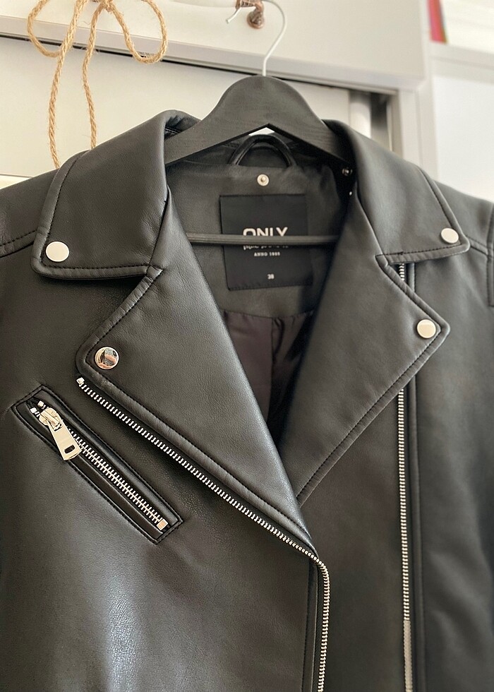 Biker deri ceket - Görsel 4