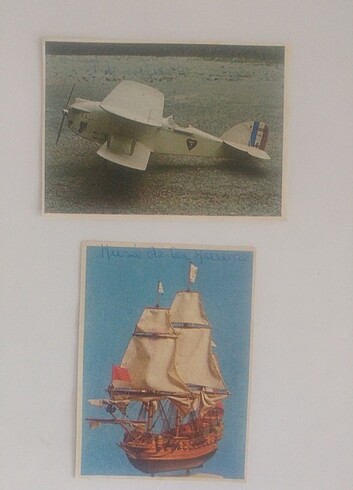 Vintage Fransız Uçak ve Gemi Resmi