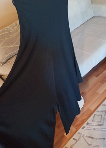 Kadın Siyah Uzun Askılı tulum Elbise - Görsel 6