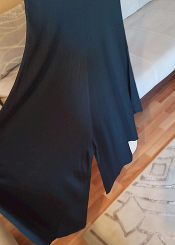 Kadın Siyah Uzun Askılı tulum Elbise - Görsel 5