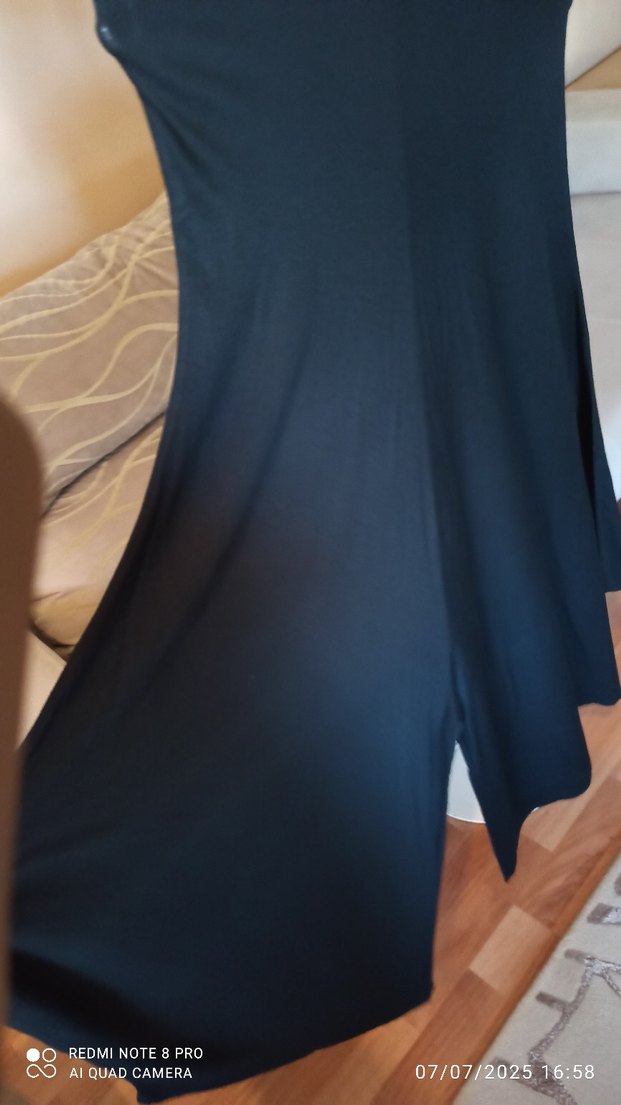 Kadın Siyah Uzun Askılı tulum Elbise - Görsel 3