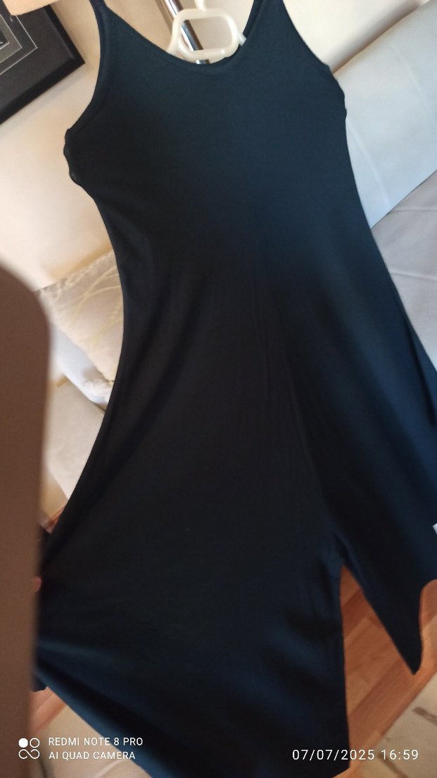 Kadın Siyah Uzun Askılı tulum Elbise - Görsel 4