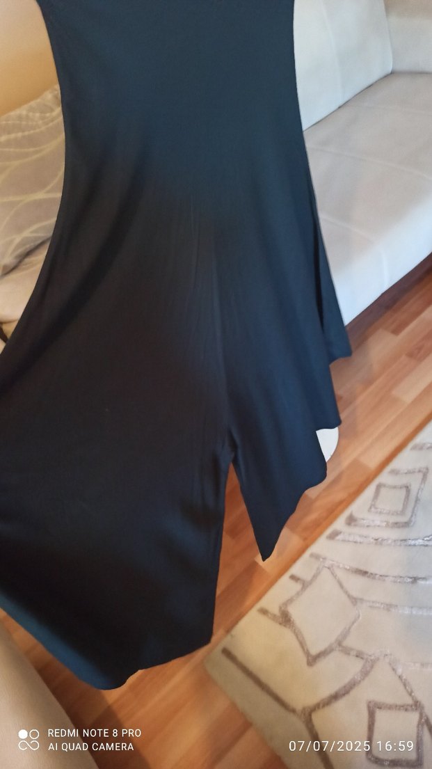 Kadın Siyah Uzun Askılı tulum Elbise - Görsel 5