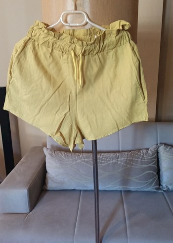 Düğmeli Keten Gömlek şort takımı - Görsel 7