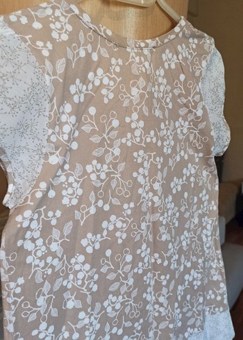 Bej rengi beyaz desenli bluz - Görsel 7