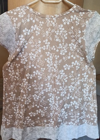 Bej rengi beyaz desenli bluz - Görsel 5