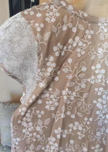 Bej rengi beyaz desenli bluz - Görsel 6