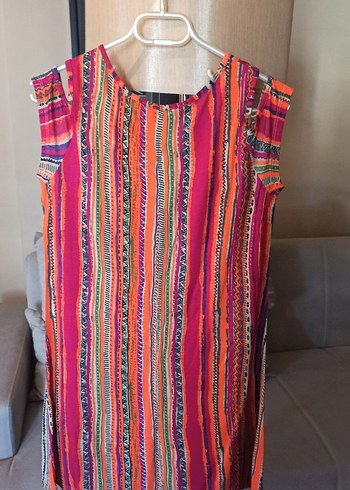 Renkli Bohem Desenli Uzun Elbise - Görsel 6