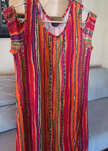 Renkli Bohem Desenli Uzun Elbise - Görsel 5