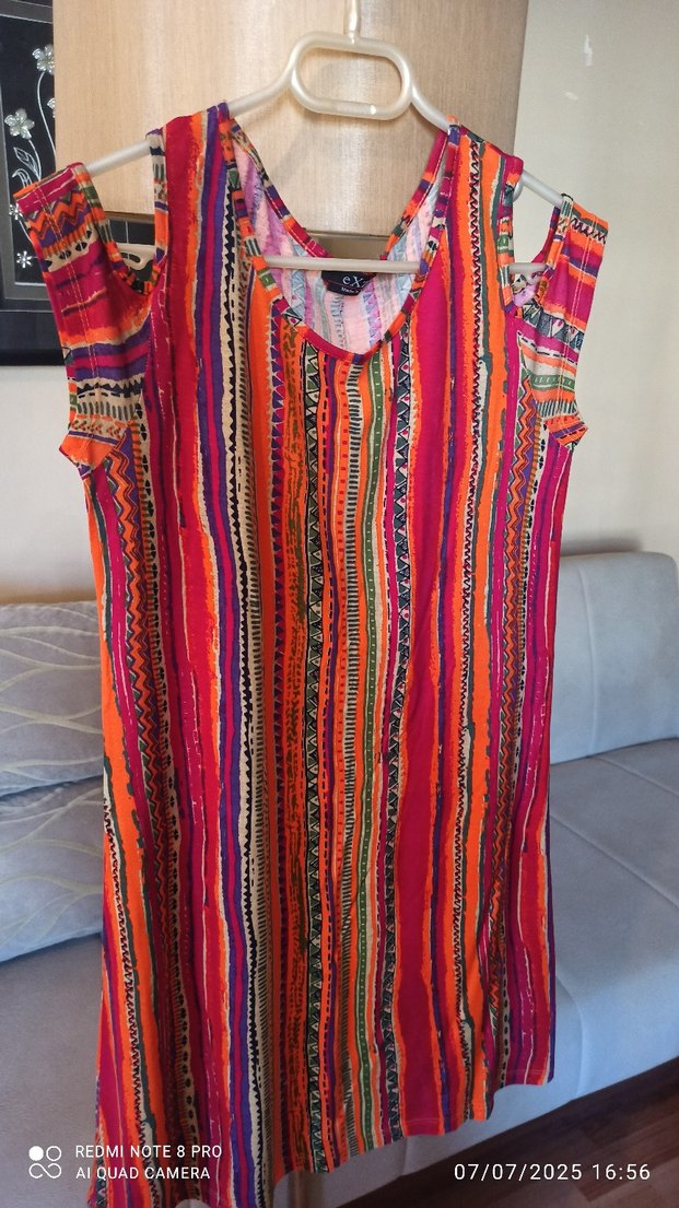 Renkli Bohem Desenli Uzun Elbise - Görsel 5