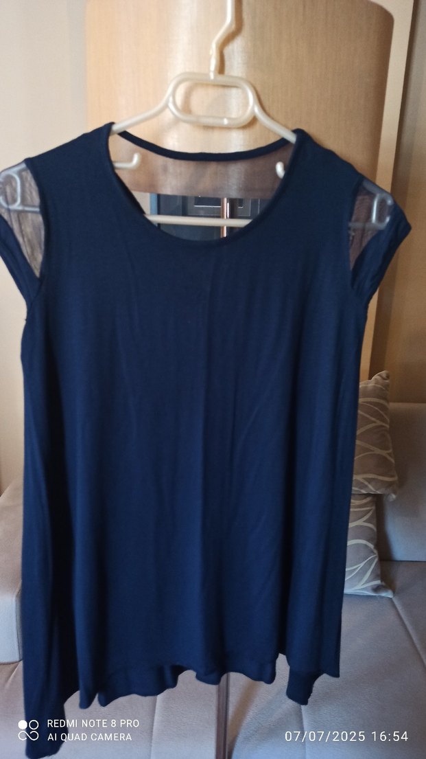 Koyu Mavi yani lacivert Salaş  Kadın Bluz - Görsel 2