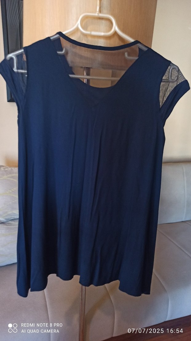 Koyu Mavi yani lacivert Salaş  Kadın Bluz - Görsel 5